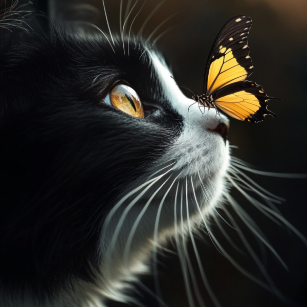 ⁦Cat and butterfly⁩ – תמונה ⁦2⁩